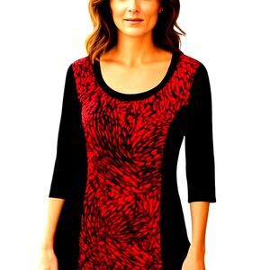 Miss Tina XL Black Red Women's Long Sleeve Maxi BOHO Dress Sz 16 18 Extra Large
